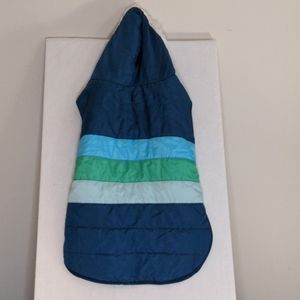 Large Dog Fleece Blue/Green with White Shag Trim